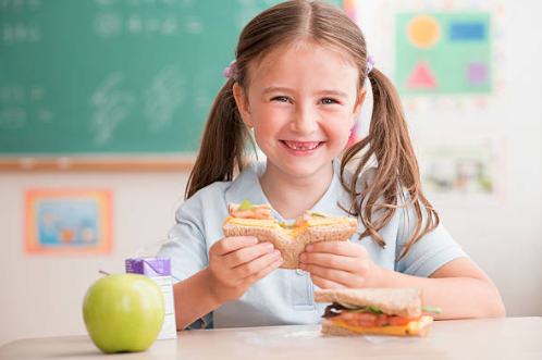 A child eating lunch at school