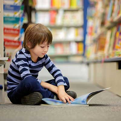 Boy in libary